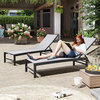 Outdoor Patio Aluminum Adjustable Chaise Lounge Chairs (Set of 2), Light Gray