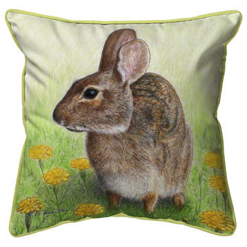 Betsy Drake Rabbit Extra Large Zippered Indoor/Outdoor Pillow 22x22