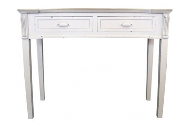 Bentley Home White Shabby Chic 2 Drawer Console Table