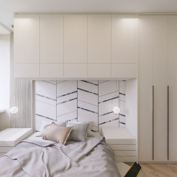 Space-Saving Bedroom with Overbed Storage and Built-In Wardrobes