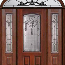Prehung Sidelights-Transom Door 80 Fiberglass Palacio Arch Lite - Front Doors