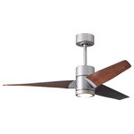 Matthews Fan Company - Super Janet 3-Bladed Paddle Fan With LED Light Kit, Brushed Nickel Finish With Walnut Blades, 60" - The Super Janet's remarkable design and solid construction in cast aluminum and heavy stamped steel make it the heroine in any commercial or residential space. Moving air with barely a whisper, its efficient DC motor turns solid wood blades in walnut or barn wood tones. An eco-conscious LED light kit with light cover completes the package. Sophisticated, efficient and green, Super Janet carries a limited lifetime warranty.