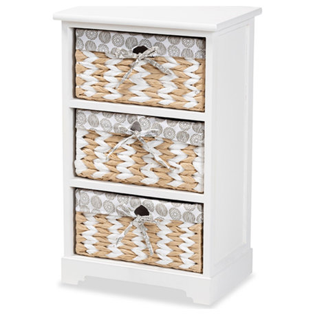 Rianne Modern Transitional White Finished Wood 3-Basket Storage Unit