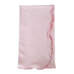 Britten Couture Home - Seersucker Gingham Napkins With Lettuce Edge, Set of 4, Pink-White - Napkins