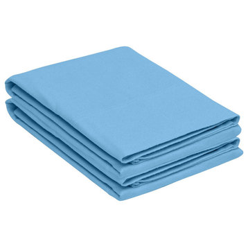 100% Cotton Flannel Solid Flat Fitted Sheet Set, Light Blue, Cal King Sheet Set