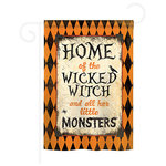 Breeze Decor - Halloween Wicked Home 2-Sided Impression Garden Flag - Size: 13 Inches By 18.5 Inches - With A 3" Pole Sleeve. All Weather Resistant Pro Guard Polyester Soft to the Touch Material. Designed to Hang Vertically. Double Sided - Reads Correctly on Both Sides. Original Artwork Licensed by Breeze Decor. Eco Friendly Procedures. Proudly Produced in the United States of America. Pole Not Included.