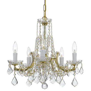 Crystorama Traditional Crystal 5-Light Chandelier 4576-GD-CL-MWP, Gold