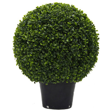 Vickerman 20" Artificial Potted Green Boxwood Ball