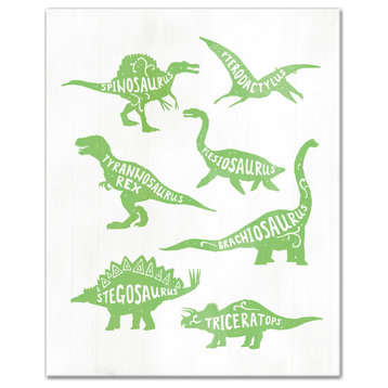 Green Dinosaurs 16x20 Canvas Wall Art