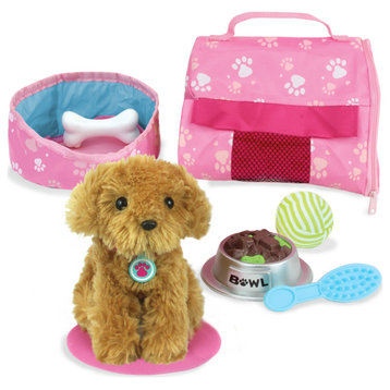 Doll Plush Puppy with Carrier and Accessories