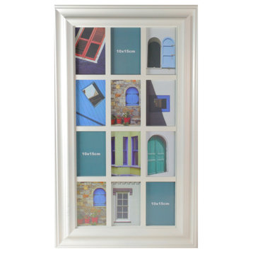 29" Ivory Weathered Windowpane Collage Picture Frame for 4" x 6" Photos