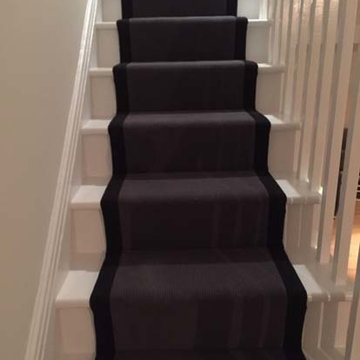 Grey Carpet With Black Borders as a Stair Carpet Runner