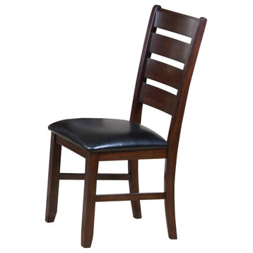 Leather Upholstered Wooden Side Chairs With Ladder Back Brown And Black (Set