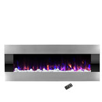 Northwest - Electric LED Fireplace, Wall Mounted, Adjustable Heat, 54" by Northwest - Form and function perfectly align in this sleek Stainless Steel Fire and Ice Electric Fireplace by Northwest. Featuring two heat settings plus a no-heat option, and adjustable LED colored flames, you can take full control over the temperature and mood of your living space with the simple click of a remote. This elegantly designed stainless steel framed electric fireplace adds the ideal touch of modern style and comfort to your home.