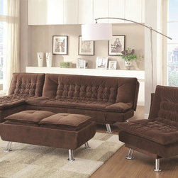 Coaster 4 Pieces Brown Futon Sofa Bed Set - Futons