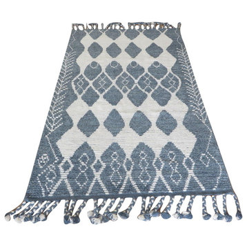 5 x 8'3 Handmade Ivory Gray Moroccan Wool Oriental Rug