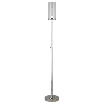 Frieda 66 Tall Floor Lamp with Glass Shade in Polished Nickel/Clear