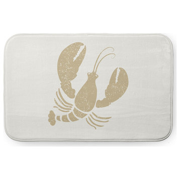 34" x 21" Lobster Bathmat, White and White