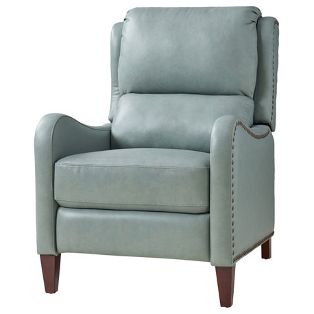 Genuine Leather  Push back Recliner With Wingback, Sage