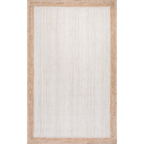 Nuloom Jute Simple Border Area Rug, White 2'x3'