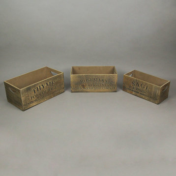 Set of 3 Decorative Wooden Nesting Boxes Thyme Rosemary Sage Farmhouse Decor