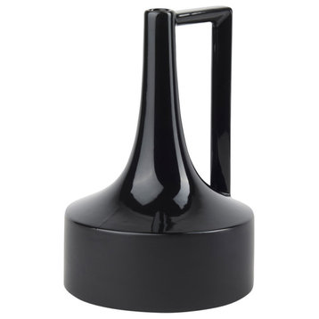 Burton Black Ceramic Jug Style Vase, 12"
