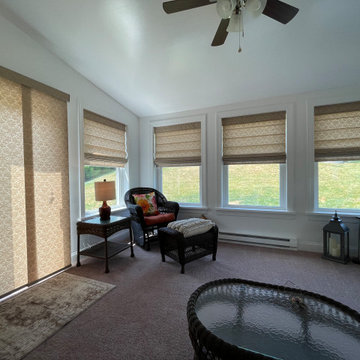 Classic Roman Shades Before and After in a Sunroom