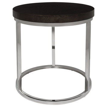 Vanna Black Glass Top Round End Table