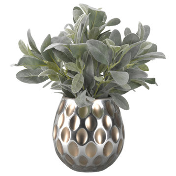 Frosted Lamb's Ear in Silver and Bronze Glass Vase