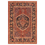 Bareens Designer Rugs - Southwestern Heriz Ziegler Lizzie Rust Blue Hand-Knotted Rug - 8'3'' x 9'4'' - Enhance the ambiance of your home with this magnificent Persian-influenced Turkish hand-knotted rug made by skilled artisans capable of creating the most exceptional vegetable dyes and hand-spun wool. This exquisite handmade rug is a one-of-a-kind Peshawar Kafkaz, otherwise identified as Chobi, Chobi Peshawar, Oushak, or Ziegler rug. These handmade rugs are crafted in Pakistan utilizing superior-quality wool imported from Australia, New Zealand, and Korea in two types of weaves: the Persian weave and the Mori weave. This rug is meticulously crafted by hand using the finest natural vegetable dyes extracted from local plants. The artisans use a blend of hand-spun local and fine merino wool, resulting in a rug with a compelling texture, higher lanolin content, and longer staple. The artisans occasionally incorporate natural or artificial silk into the pile to enhance specific motifs. The finished product is an awe-inspiring execution of flawless design and an understated palette that exudes elegance.