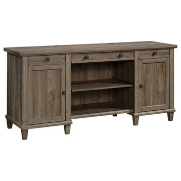 Pemberly Row Contemporary Engineered Wood Office Credenza Desk in Emery Oak
