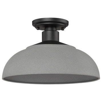 Levitt 1-Light Outdoor Semi-flush, Natural Black With Natural Gray