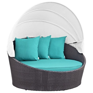 Hawthorne Collection Patio Canopy Daybed in Espresso and Turquoise