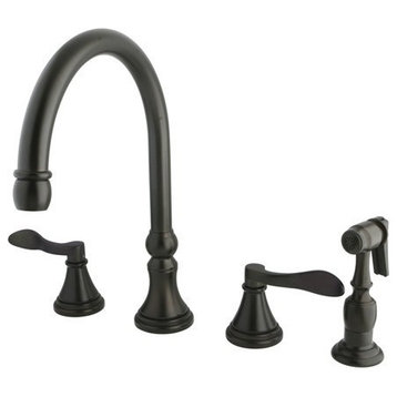 Kingston Brass Widespread Kitchen Faucet With Brass Sprayer, Oil Rubbed Bronze