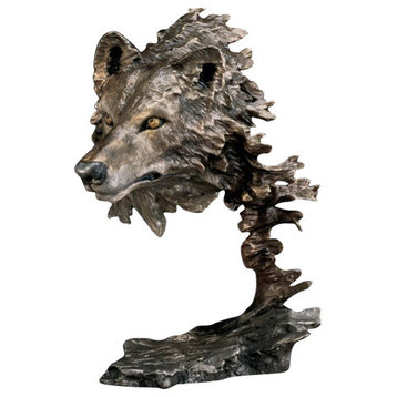 Wolf Bronze Sculpture Wild Wind