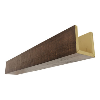 U-Beam Rough Cedar Faux Wood Ceiling Beam, Aged Ash, 4Wx4H, 8'L, 4Wx6