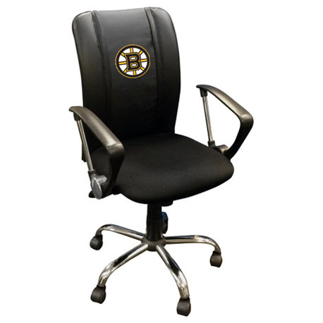 Boston Bruins Task Chair With Arms Black Mesh Ergonomic