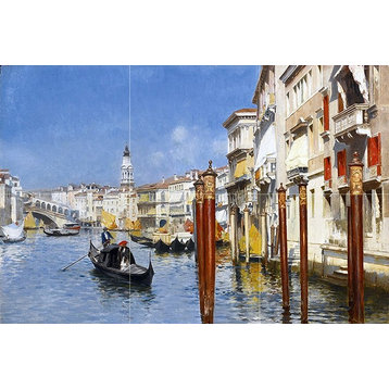 Tile Mural the Grand Canal With the Bridge Venice, Ceramic Matte