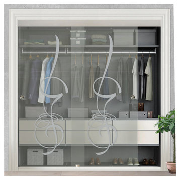 Frameless 2 Leaf Sliding Closet Bypass Glass Door., 60"x80" Inches, Non-Private