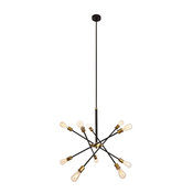 Axel 27.2" 10-Light Chandelier, Black/Brass Finish