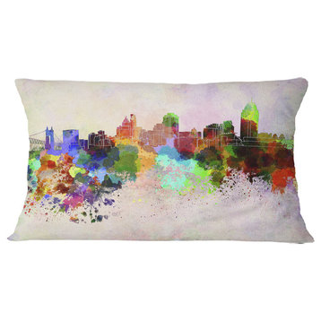 Cincinnati Skyline Cityscape Throw Pillow, 12"x20"