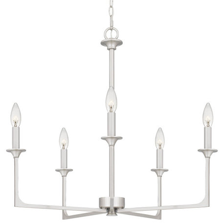 Quoizel PRC5026 Prescott 5 Light 26"W Taper Candle Style - Brushed Nickel