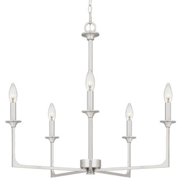 Quoizel PRC5026 Prescott 5 Light 26"W Taper Candle Style - Brushed Nickel