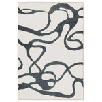 Jaipur Living - Cosme Powerloomed Indoor Abstract White/Gray Area Rug 4'2"X6' - The Ibis collection brings bold color and the perfect punch of pattern to both indoor and outdoor spaces. These fun, statement-making designs are printed on polyester for a durable, long-lasting quality. The Cosme rug features an abstract motif in contrasting colors of cream and dark gray. The 100% polyester make thrives in low and high traffic areas of the home.
