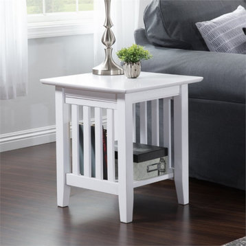 AFI Mission Solid Wood Contemporary End Table in White