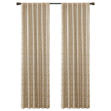 SunSmart Cassius Marble Total Blackout Window Curtain, Gold, Gold, Panel - 84"
