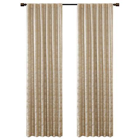 SunSmart Cassius Marble Total Blackout Window Curtain, Gold, Gold, Panel - 84"