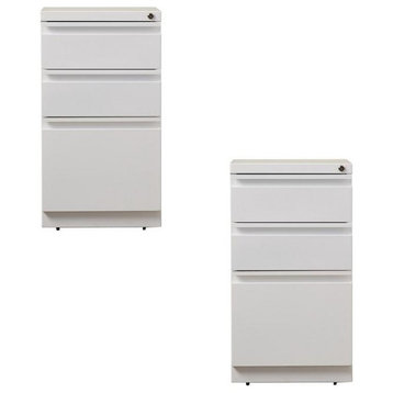 Value Pack (Set of 2) 3 Drawer Mobile File Cabinet in White