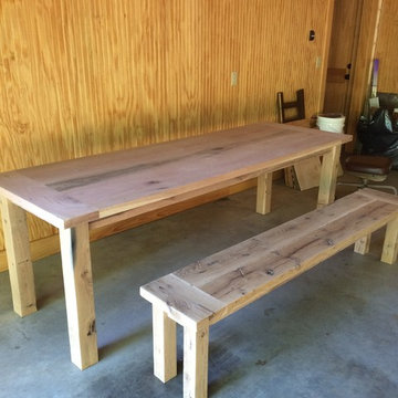 Pin oak harvest table and bench