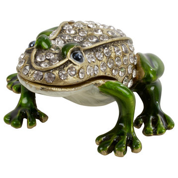 Jeweled Frog Figurine Box
